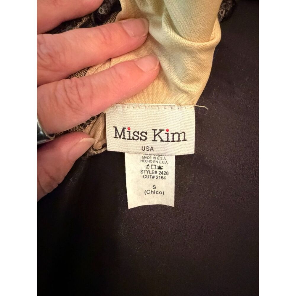 Miss Kim USA Black Lace Sequin Halter Fit & Flare Cocktail Dress Small - Picture 6 of 11